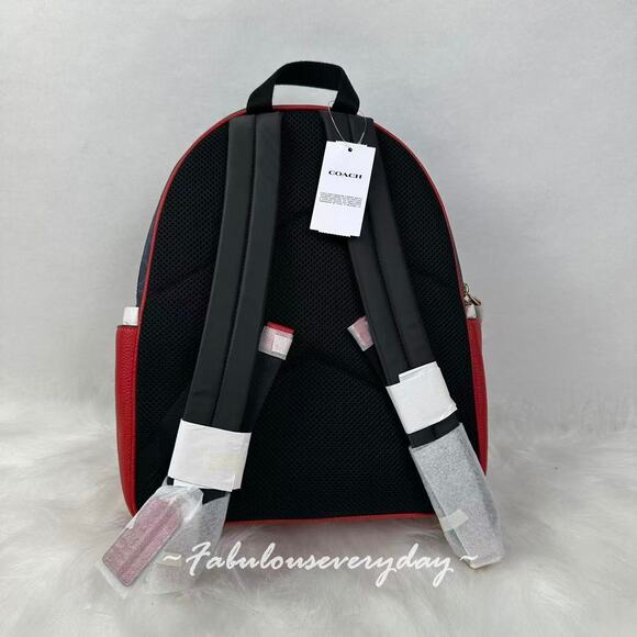 Coach Court Backpack In Signature Canvas CZ176 Denim/Bold Red NWT - Picture 3 of 9